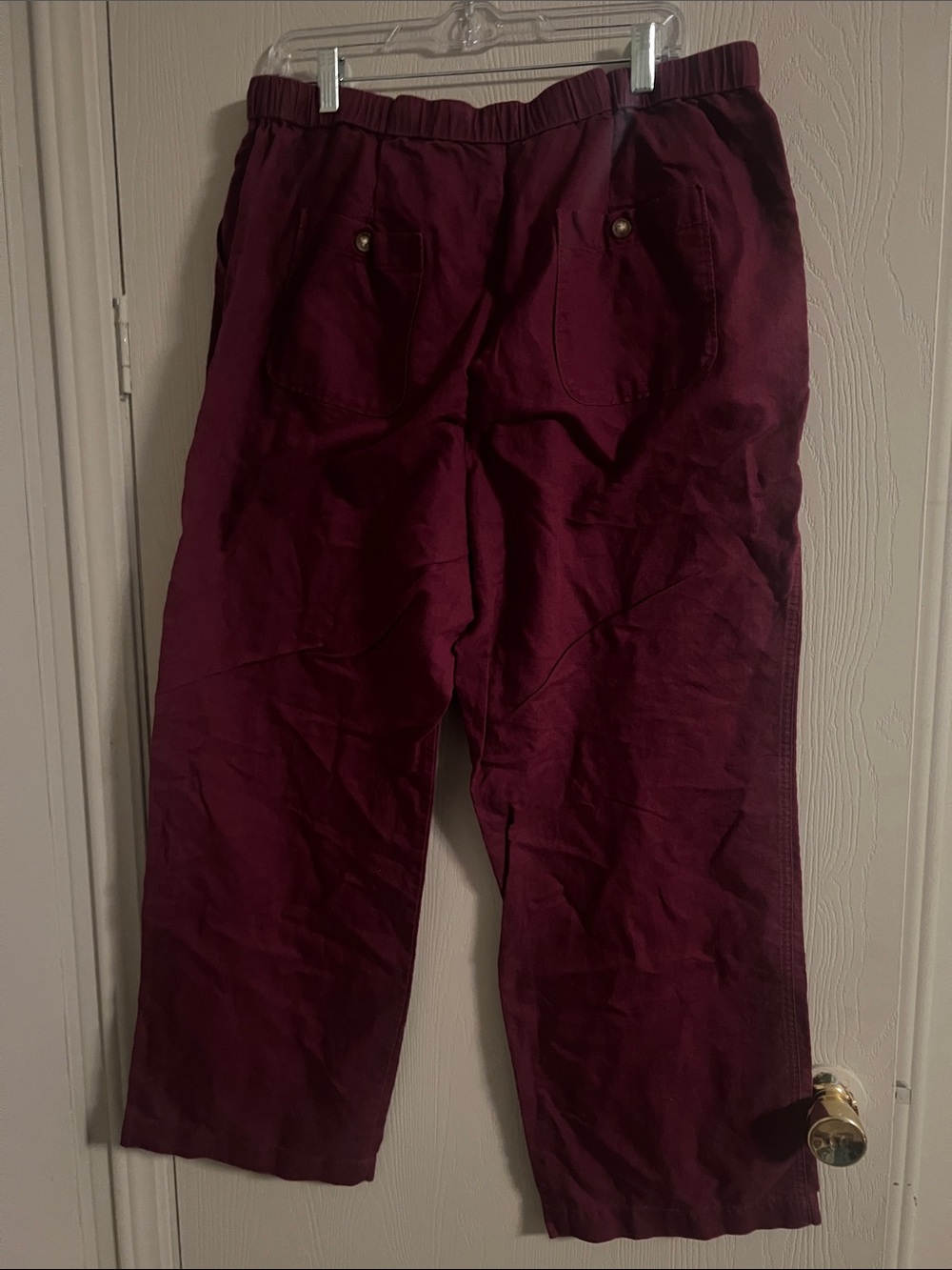 Liz Claiborne Linen-Blend Wide Leg Pants in Burgundy Size XL - Picture 4 of 5